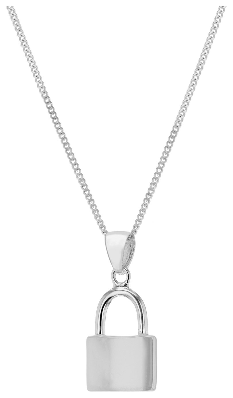 Sterling Silver Personalised Padlock Pendant Necklace