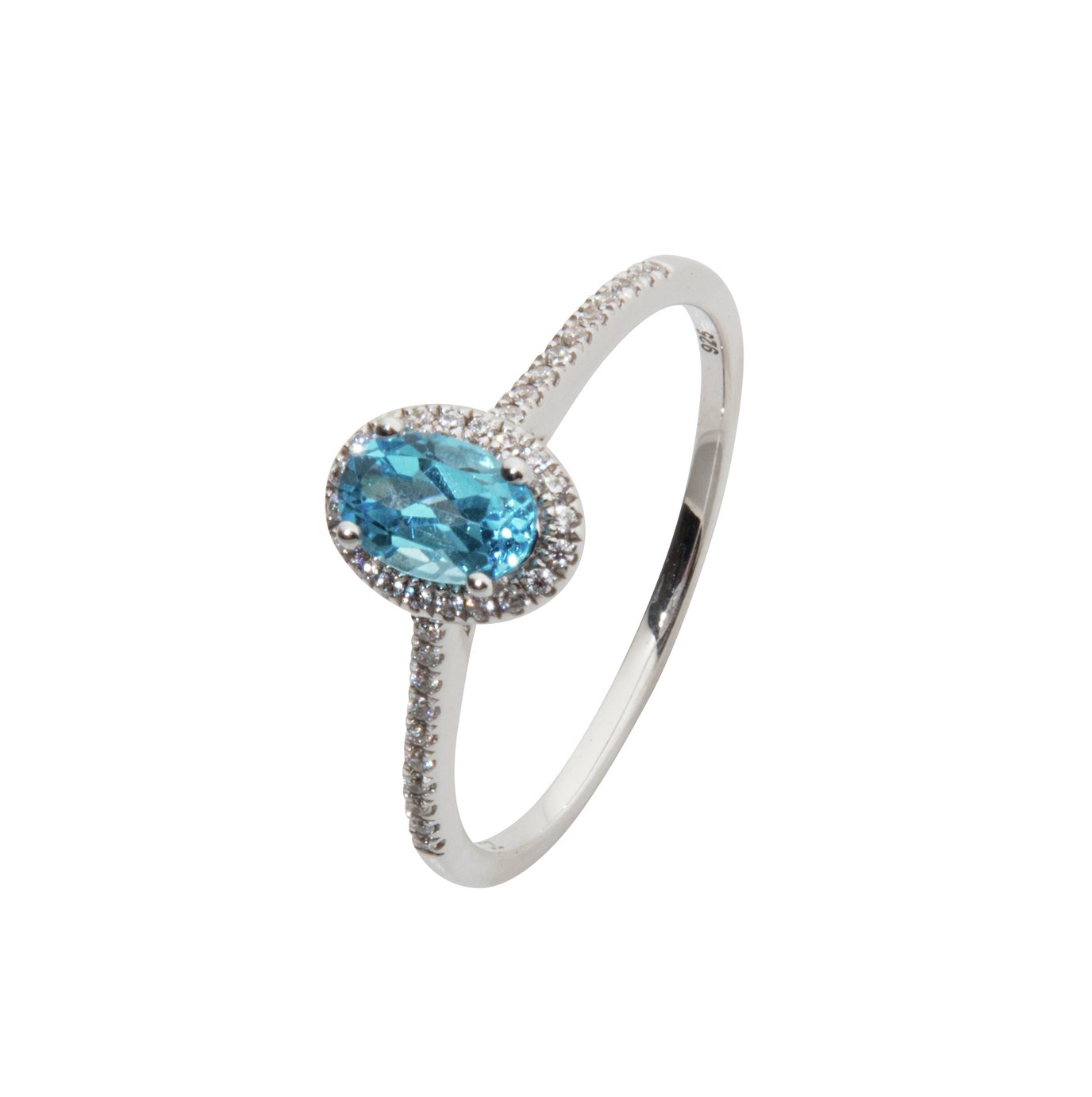 Revere Sterling Silver Blue and White Topaz Halo Ring - Q