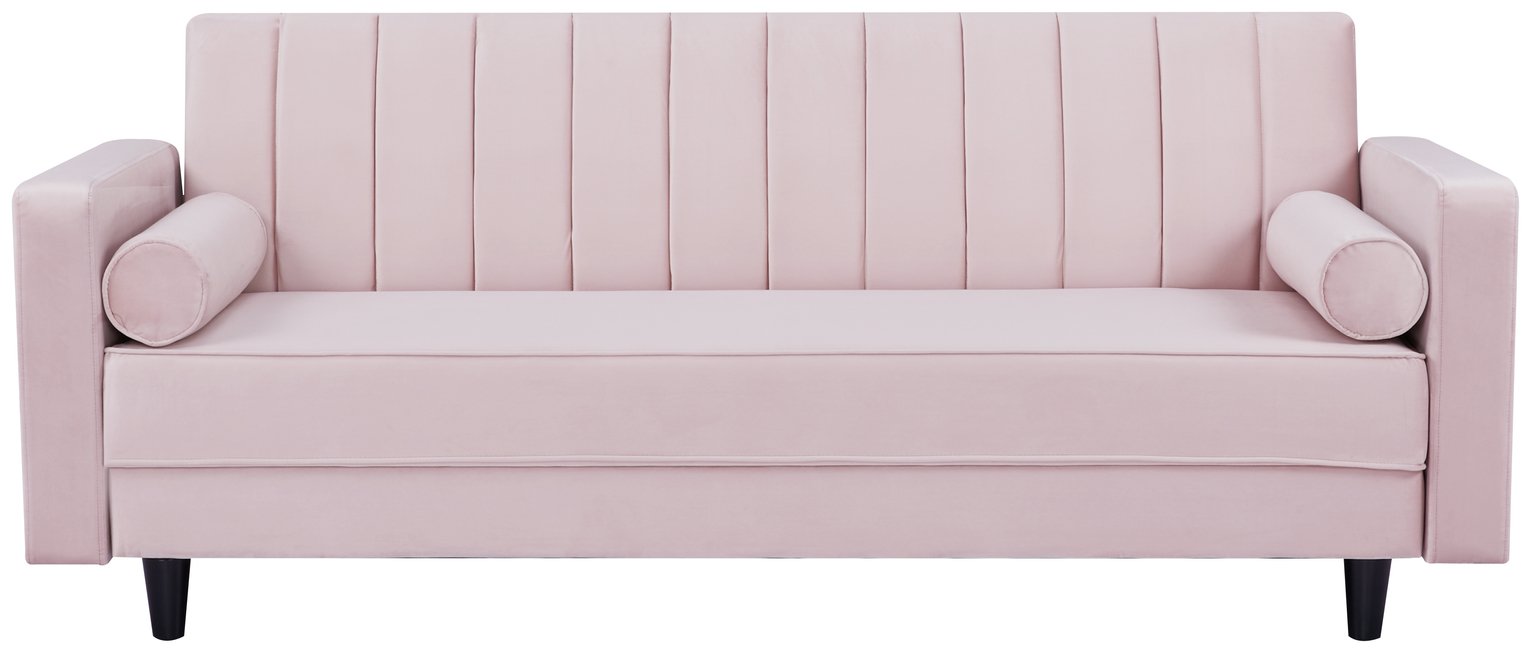 Habitat Preston Velvet 3 Seater Clic Clac Sofa Bed - Pink