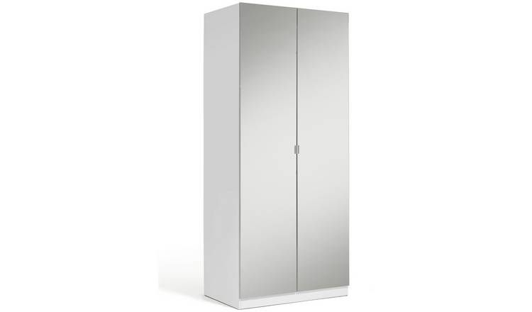 2 door deals white mirrored wardrobe