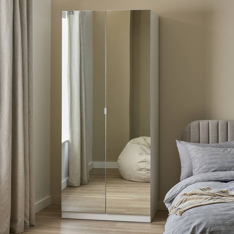 Habitat Munich 2 Door Mirror Wardrobe - White 0