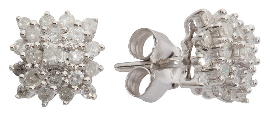 Revere 9ct White Gold 0.25ct Diamond Cluster Stud Earrings