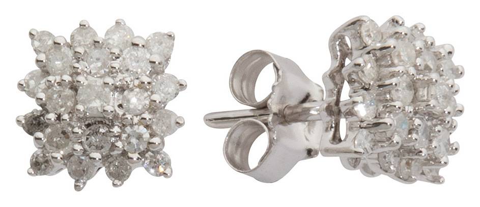 Buy Revere 9ct White Gold 0.25ct Diamond Cluster Stud Earrings  Womens 