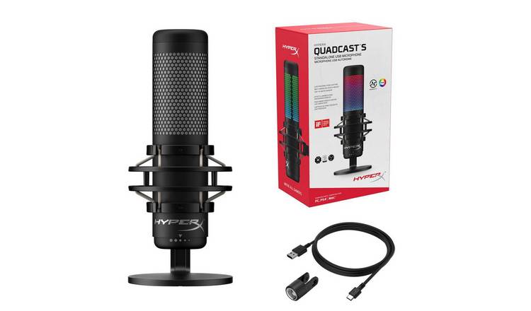 HyperX QuadCast S - USB Microphone (Black-Grey) - RGB Lighting - HP Store UK