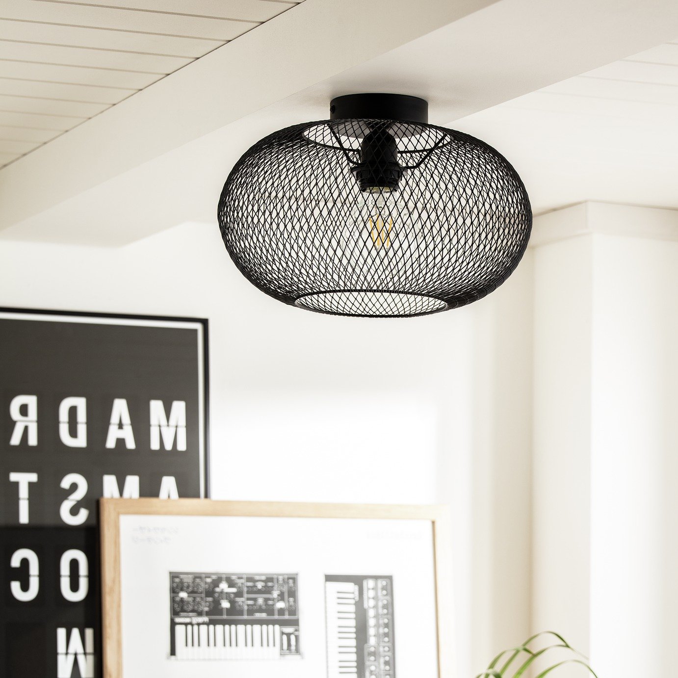 Habitat Tumba Mesh Flush to Ceiling Light - Black