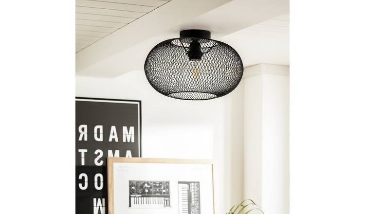 Buy Habitat Tumba Mesh Flush to Ceiling Light - Black | Ceiling lights ...