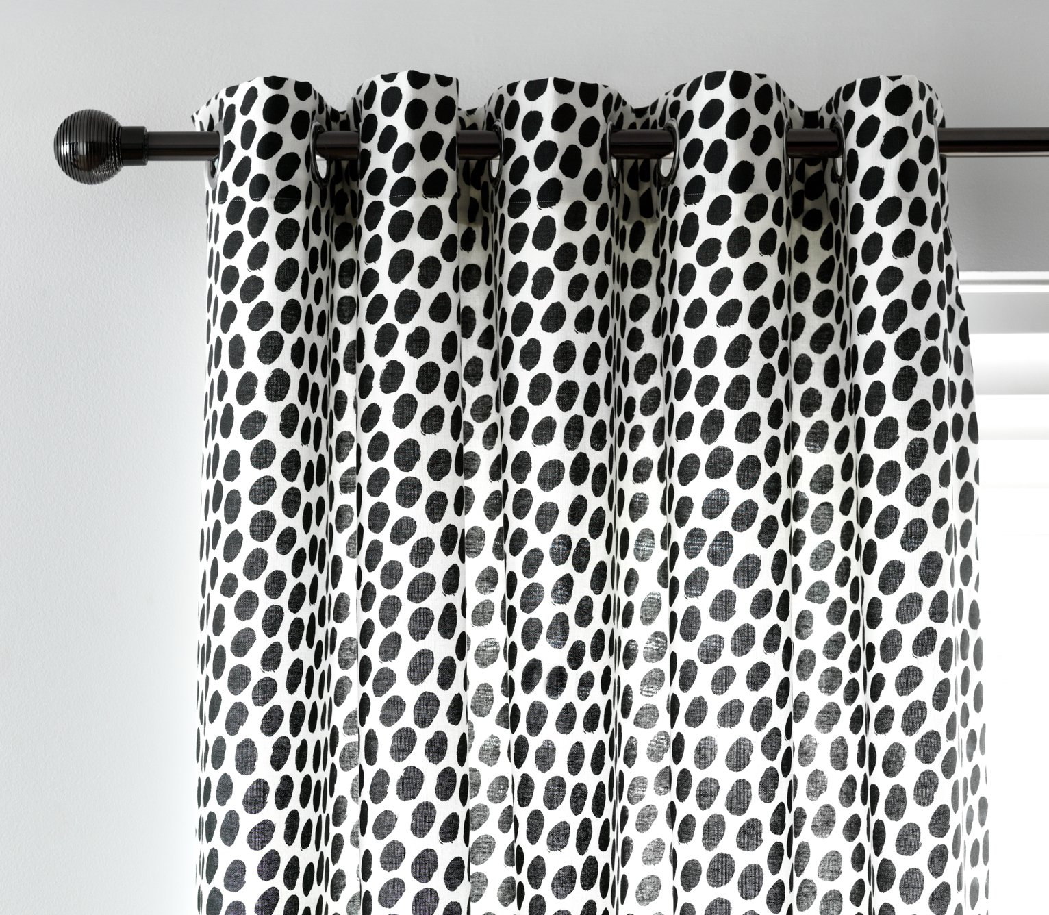 Habitat Dalmatian Print Lined Eyelet Curtains Black & White