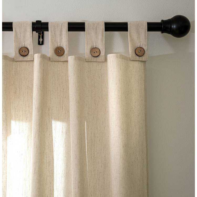 Habitat Button Voile Unlined Tab Top Panel - Natural 0