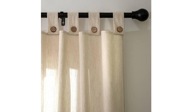 Habitat Button Voile Unlined Tab Top Curtain - Natural