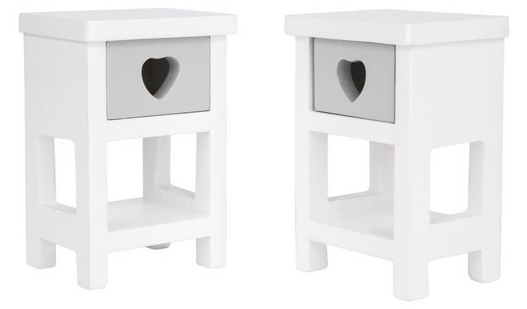 DesignaFriend Wooden Bedside Tables - White