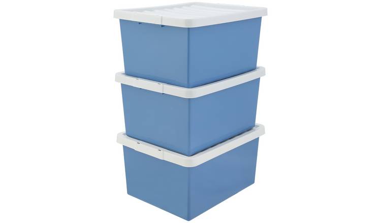 Argos Home 3 x 27L Storage Boxes - Blue
