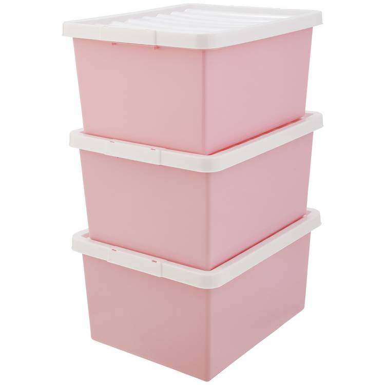 Argos Home 3 x 27L Storage Boxes - Pink 0