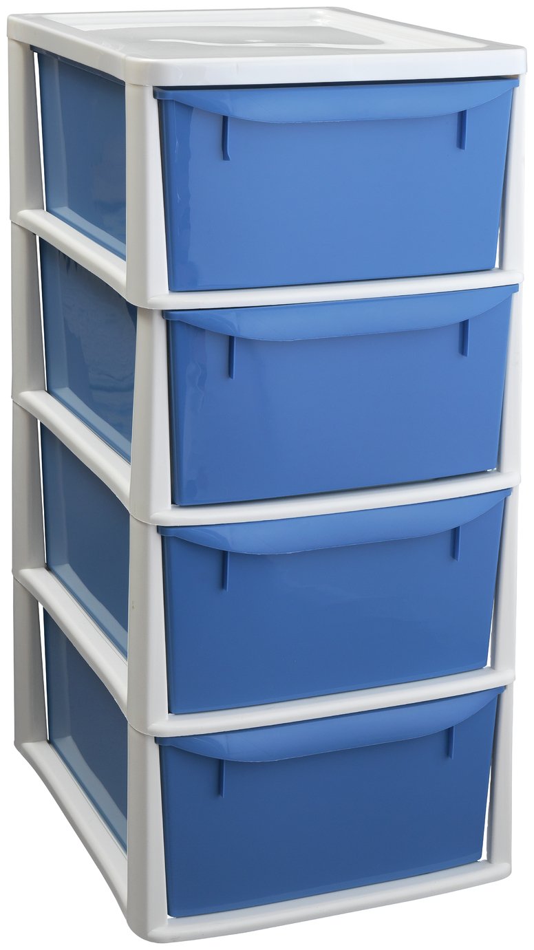 Argos Home 4 Drawer Plastic Drawers - Blue