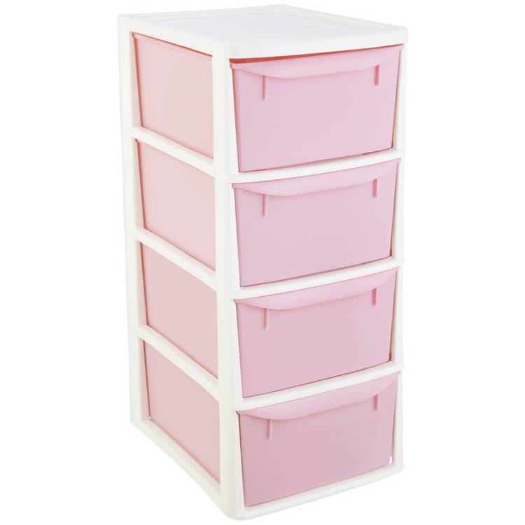 Argos Home 4 Drawer Plastic Drawers - Pink 0