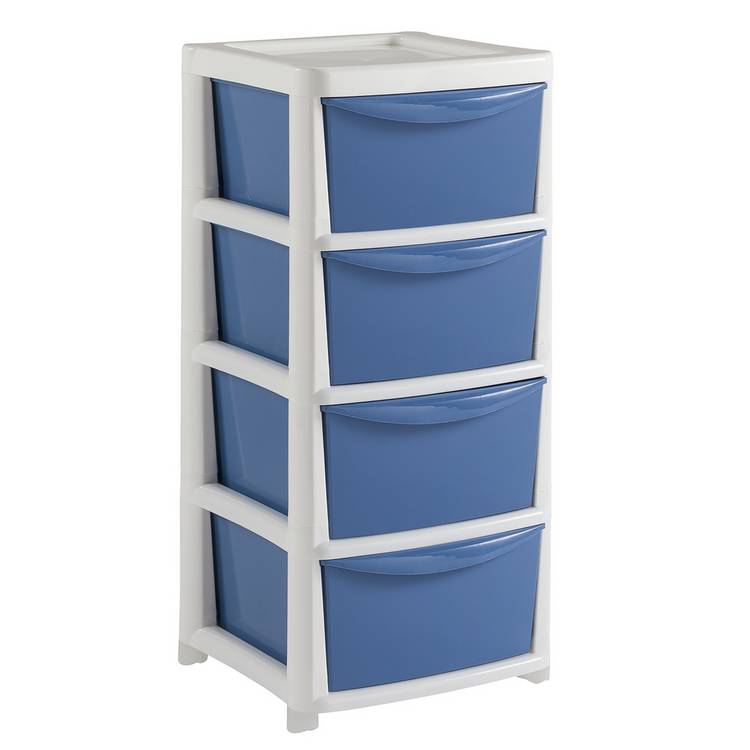 Argos Home 4 Drawer Wide Plastic Drawers - Blue 0