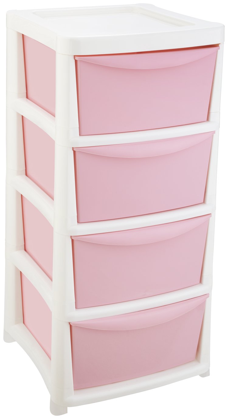 Argos Home 4 Drawer Wide Plastic Drawers - Pink