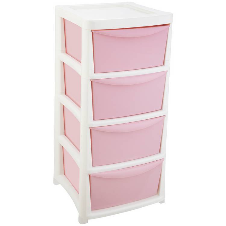 Argos Home 4 Drawer Wide Plastic Drawers - Pink 0