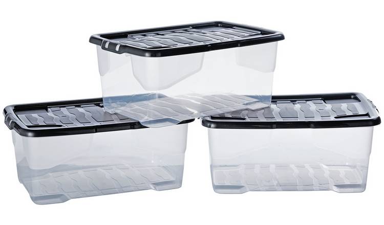 Large Storage Box Clear Stackable With Lid Under Bed Storage Containers 42L