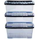 Buy Argos Home Curve 3 x 42L Plastic Boxes With Lid - Clear