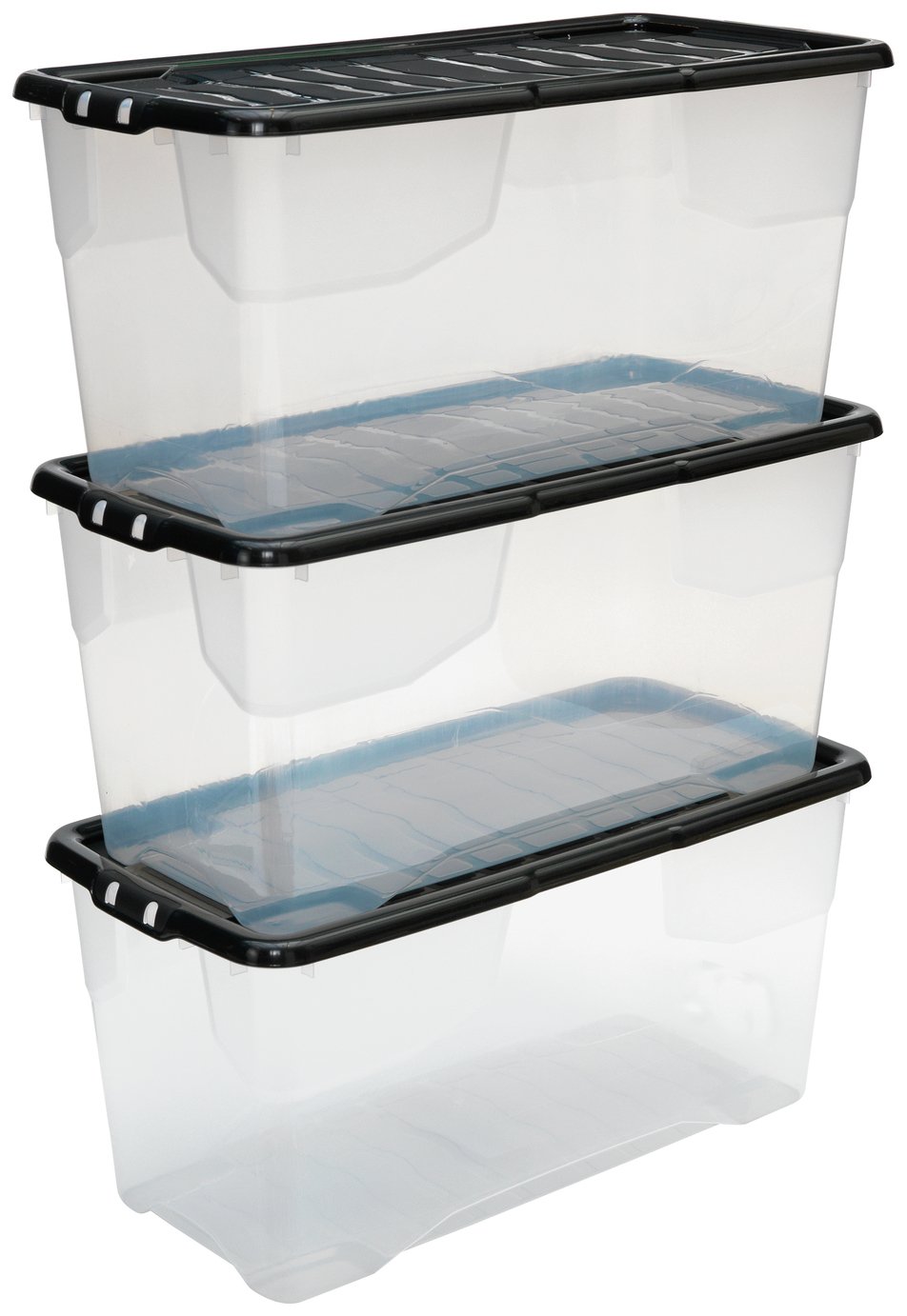 Argos Home Curve 3 x 80L Underbed Storage Boxes - Clear