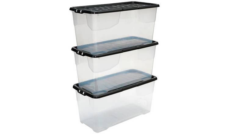 Buy Argos Home Curve 3 x 80L Underbed Storage Boxes - Clear