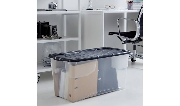 Buy Strata Curve 3 x 65L Plastic Box with Lid - Clear, Plastic storage  boxes and drawers