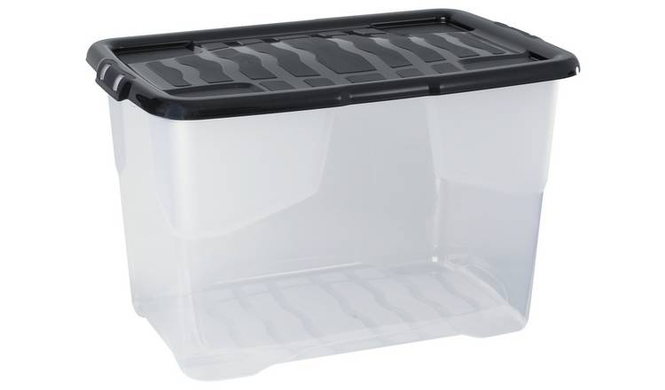 Argos Home Curve 3 x 65L Plastic Box with Lid - Clear
