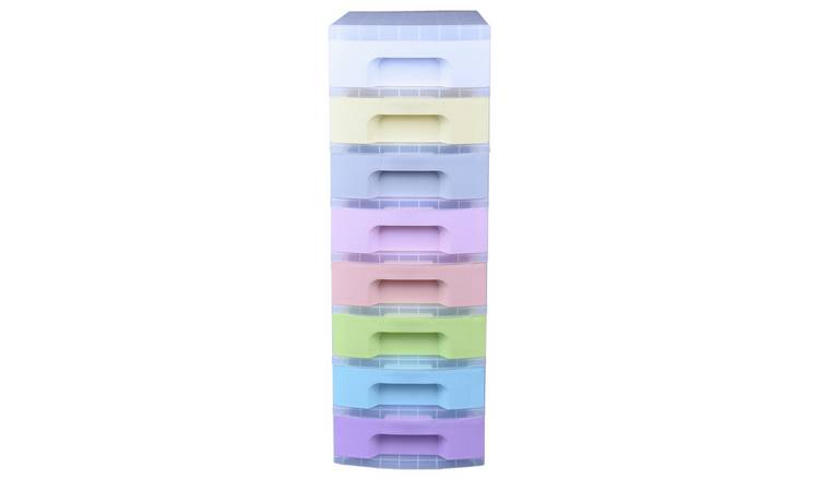 Really Useful Box Plastic 8-Drawer Storage Tower 7 Liters Clear/Rainbow