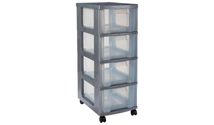 Buy Really Useful 4 Drawer Wheeled Storage Tower-Grey | Plastic storage ...