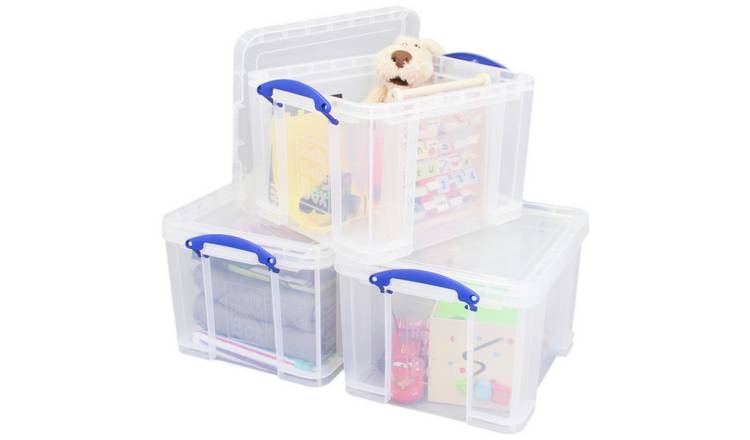 Buy Really Useful 3 x 35L Plastic Storage Boxes - Clear