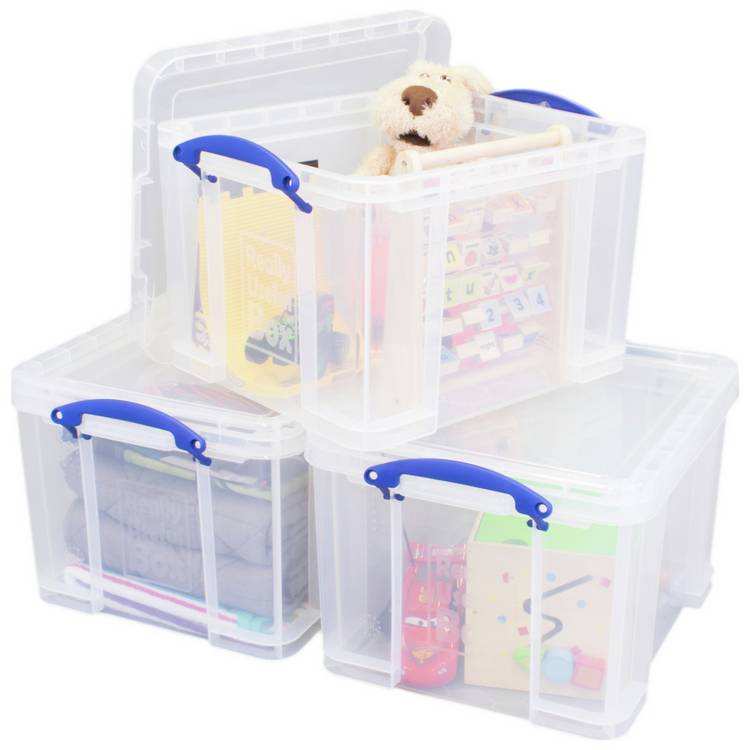 Really Useful 3 x 35L Plastic Storage Boxes - Clear 0