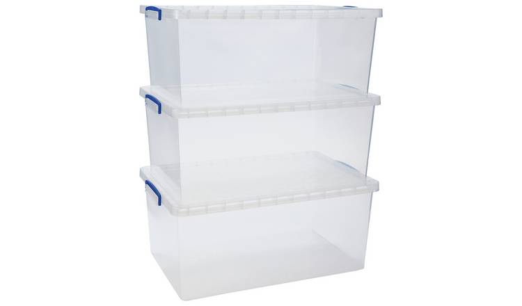 Really Useful 3 x 62L Nesting Boxes - Clear