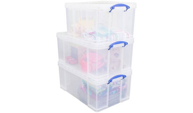 Really Useful Box 4L Storage Container w/ Lid & Clip Lock Handles (4 Pack), Clear