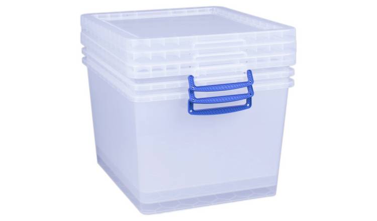 Really Useful 3 x 33.5L Plastic Nesting Boxes - Clear