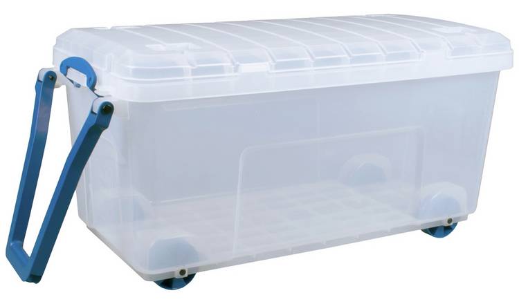 Plastic storage shop boxes with wheels