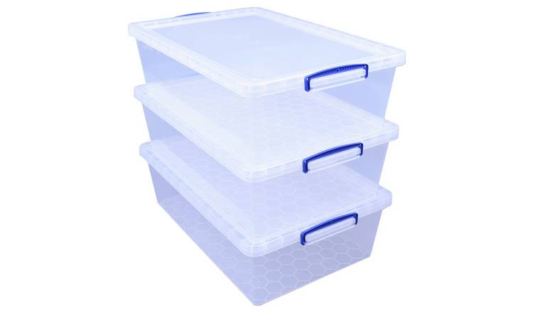Buy Really Useful 3 x 43L Storage Boxes - Clear | Plastic storage boxes and  drawers | Argos