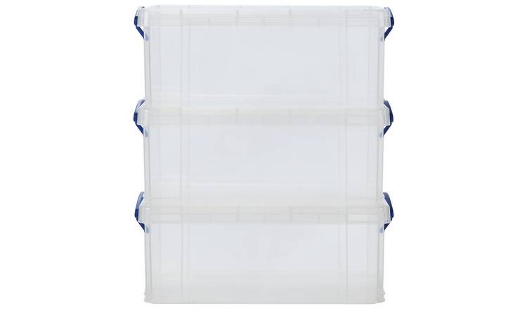 Really Useful 3 x 9L A4 Plastic Storage Boxes - Clear