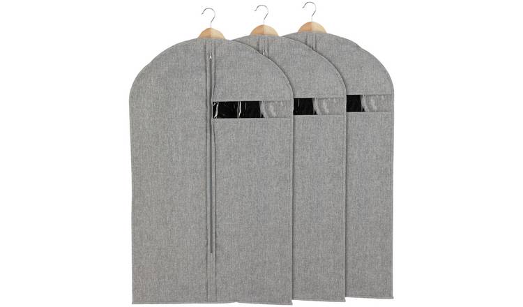 Argos Home Pack of 3 Suit Carriers - Grey