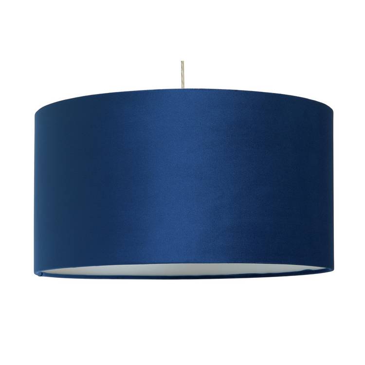 Habitat Navy Blue Velvet Easy Fit Drum Lampshade - 49cm 0