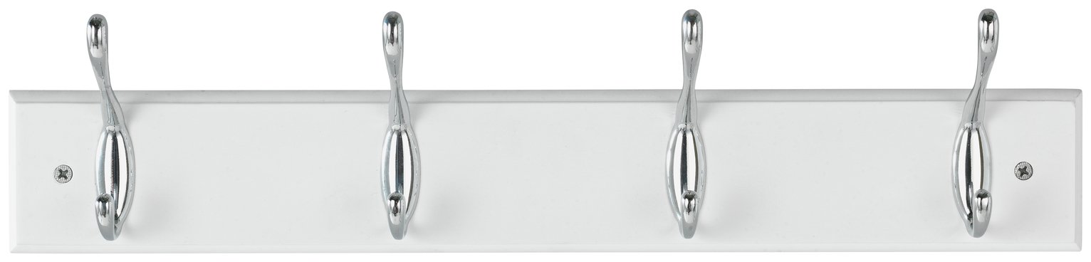 Argos Home 4 Piece Double Chrome Coat Hooks - White