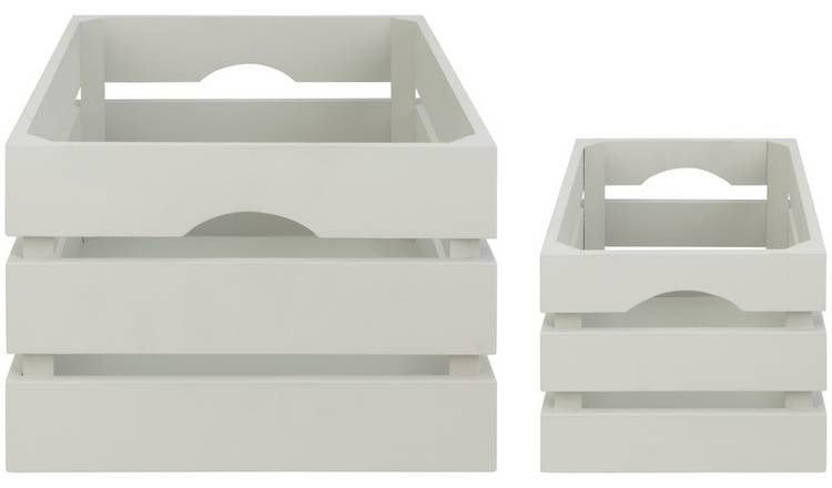 Argos Home Pack of 2 Storage Crates - Grey