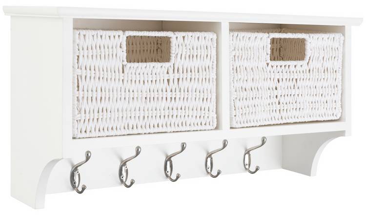 Buy Habitat 2 Drawer Shelf with Hooks - White, Wall mounted and floating  shelves
