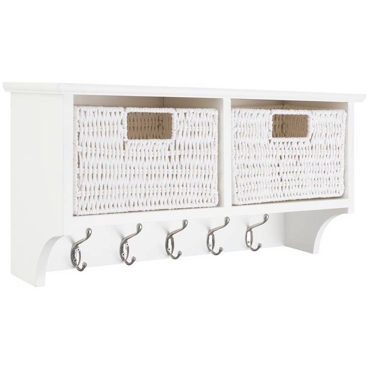 Habitat 2 Drawer Shelf with Hooks - White 0