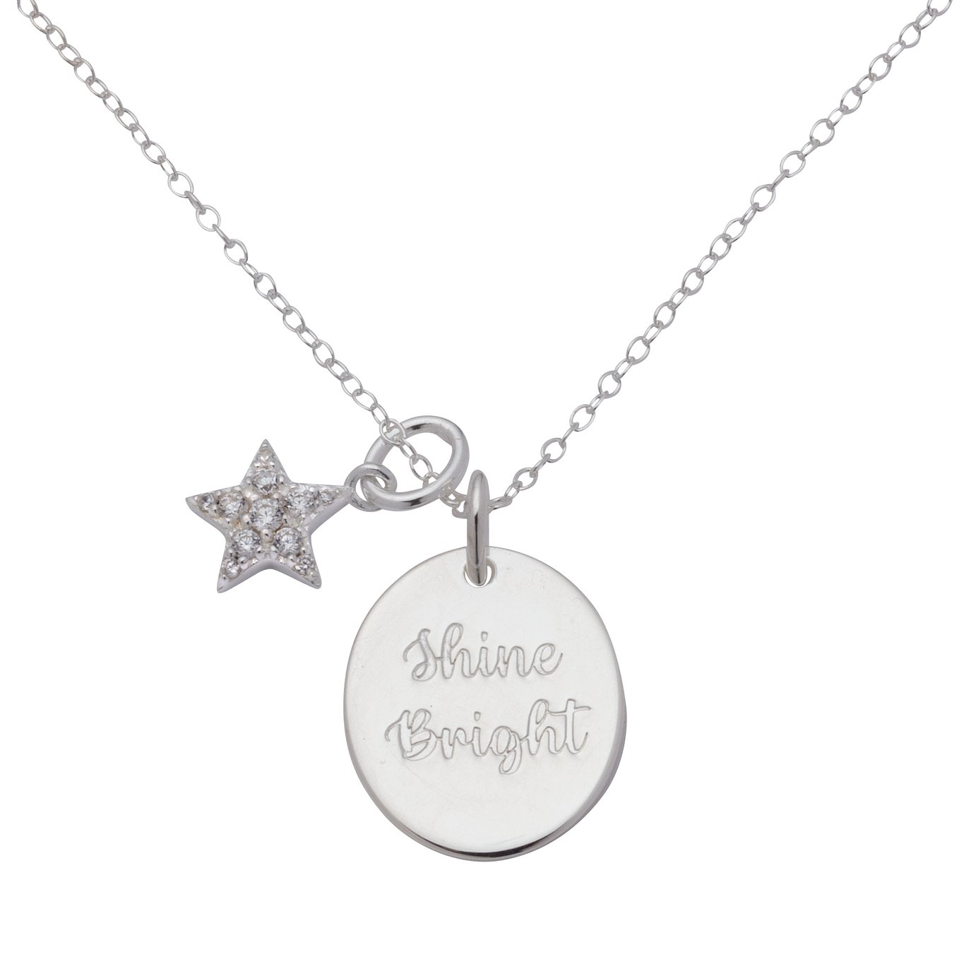 Moon & Back Sterling Silver Star Charm Pendant Necklace