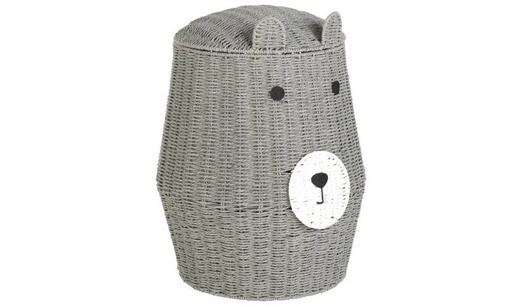 Argos Home Bear Kids Laundry Basket with Lid - Grey