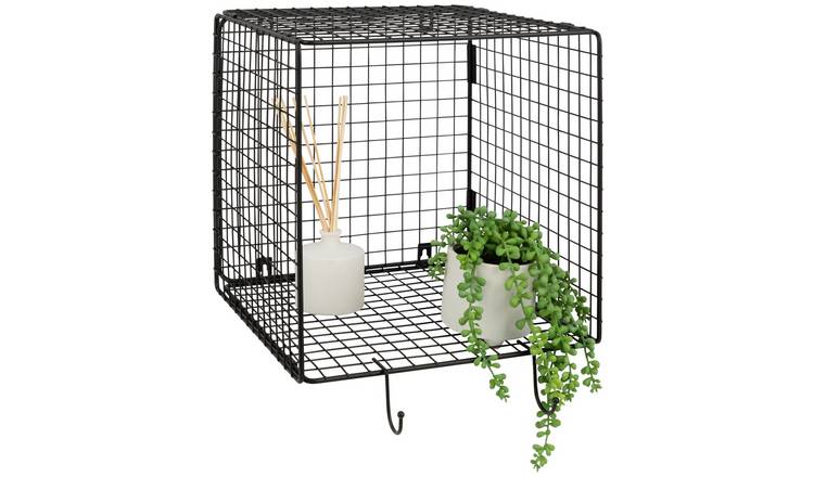 Argos Home Metal Wire Hook Cube Shelf - Black
