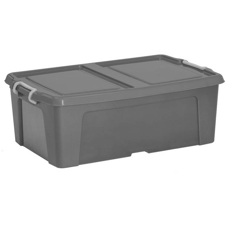 Strata 2 x 50 Litre Underbed Storage Boxes - Grey 0