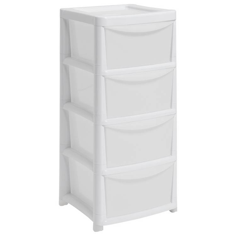 Argos Home 4 Drawer Plastic Drawers - White 0