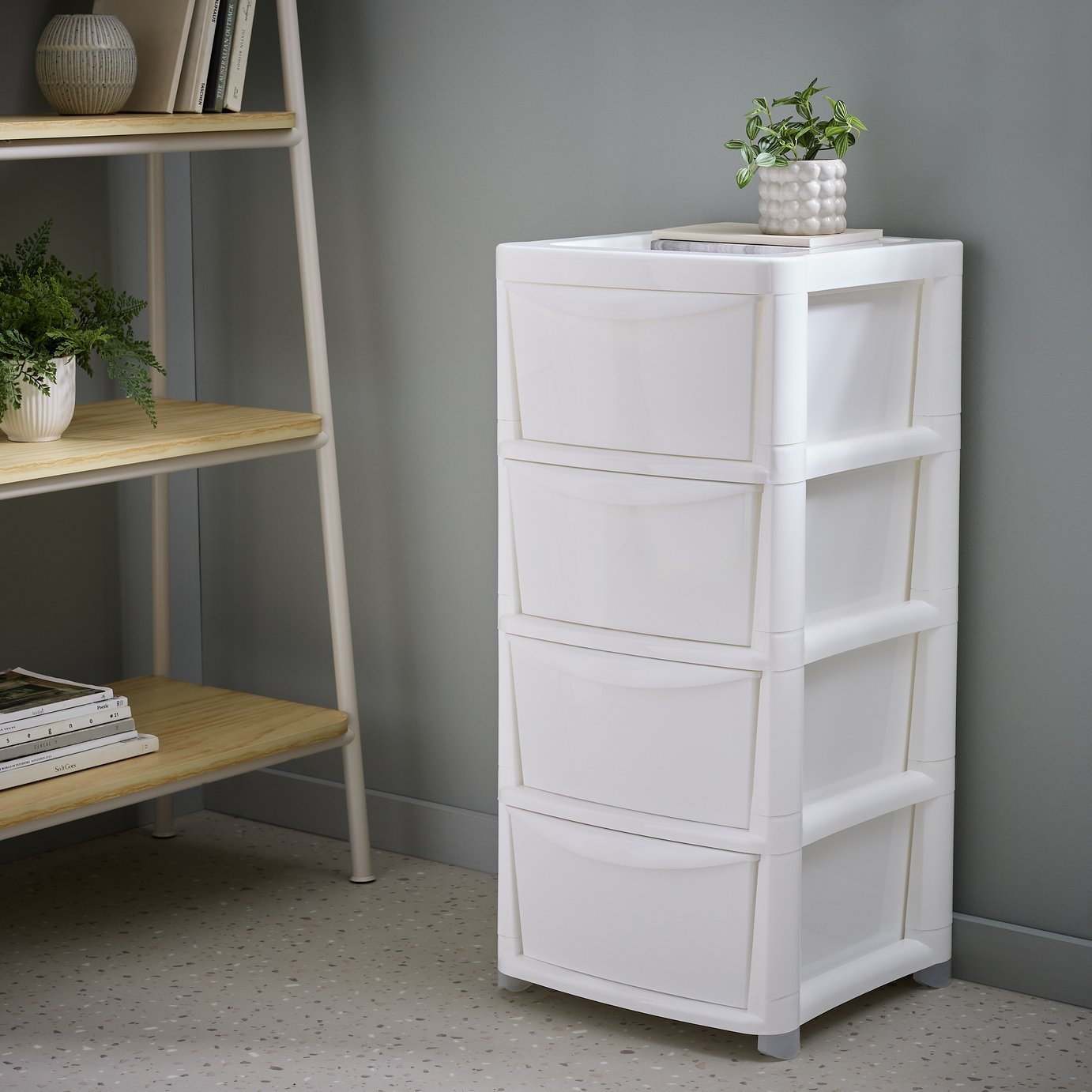Buy Argos Home 4 Drawer Plastic Drawers - White | Plastic storage