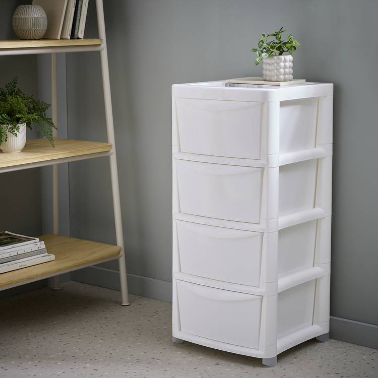 Argos Home 4 Drawer Plastic Drawers - White 0